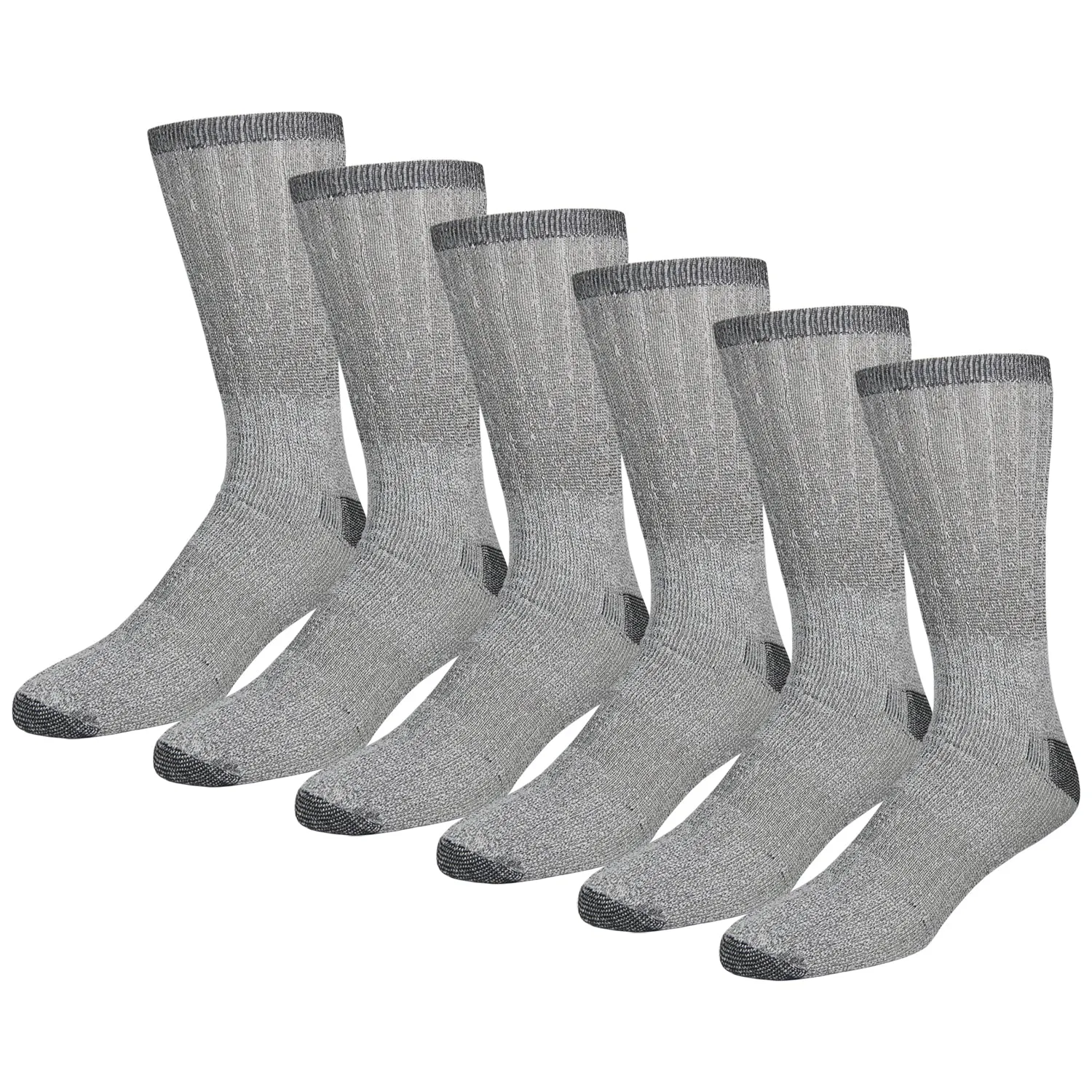 12 and 6 Pairs of Merino Wool Thermal Socks, Warm Hiking Boot Socks, Grey, Size 10-13