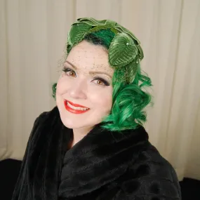 1960s Velvet Leaf Crescent Hat