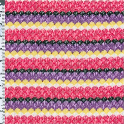 2 1/4 YD PC-Pink/Purple/Yellow Crochet-style Striped Knit Fabric