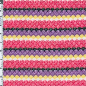 2 1/4 YD PC-Pink/Purple/Yellow Crochet-style Striped Knit Fabric