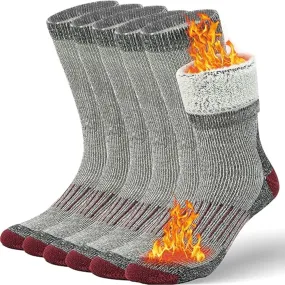 6 Pack Heavy Duty Thermal Socks – Non-Slip and Moisture-Wicking