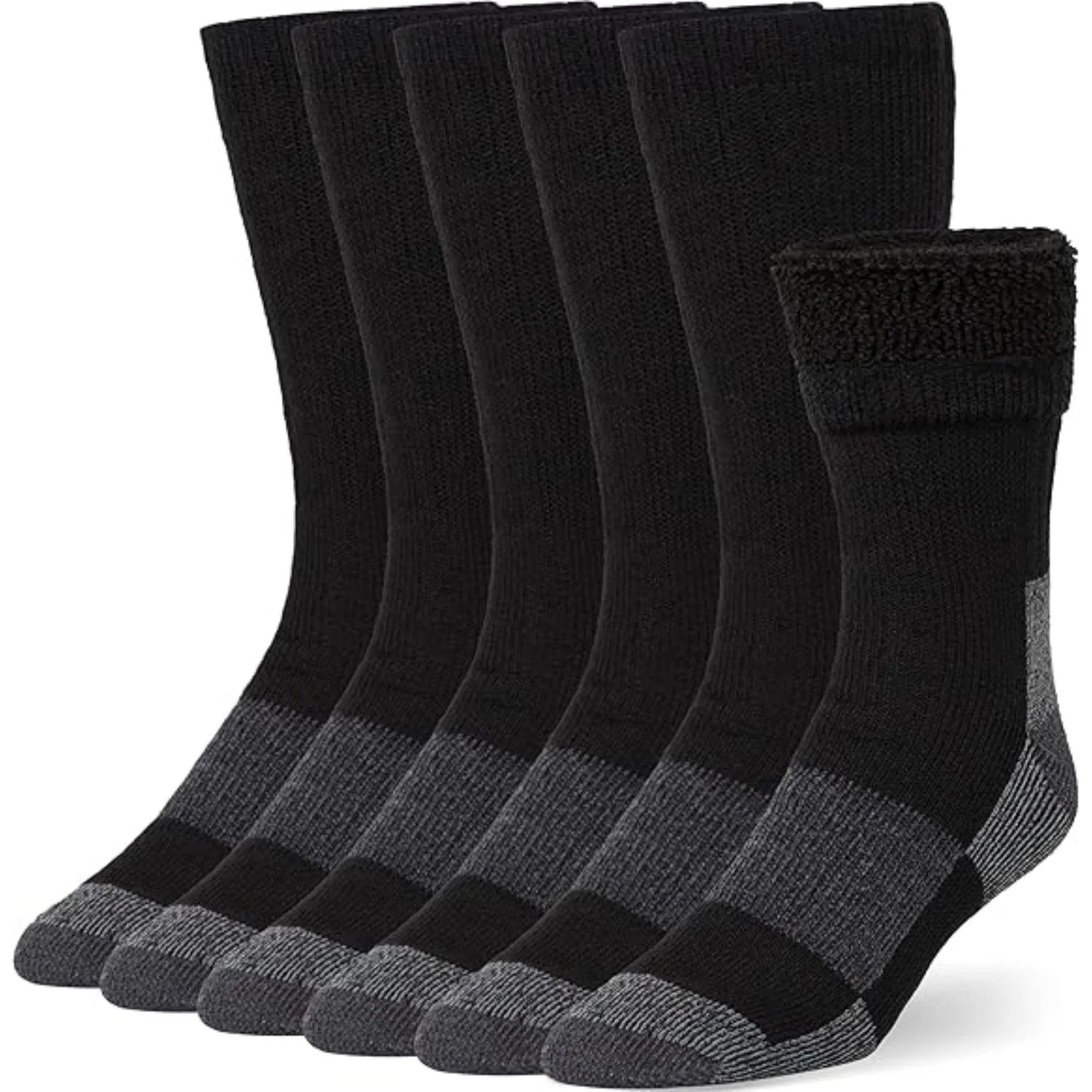 6 Pack Heavy Duty Thermal Socks – Non-Slip and Moisture-Wicking