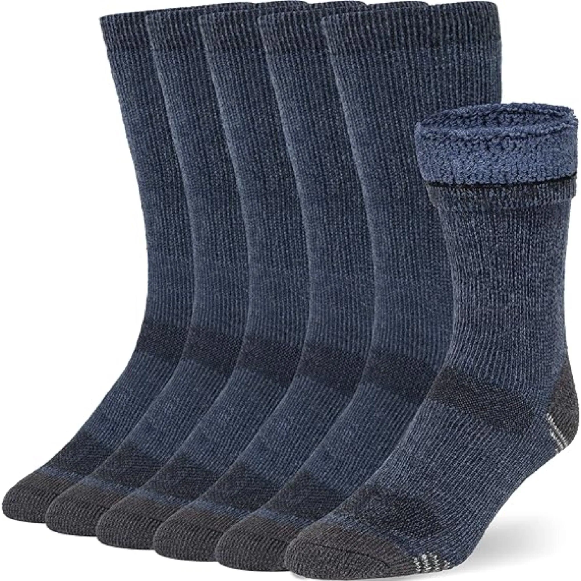 6 Pack Heavy Duty Thermal Socks – Non-Slip and Moisture-Wicking