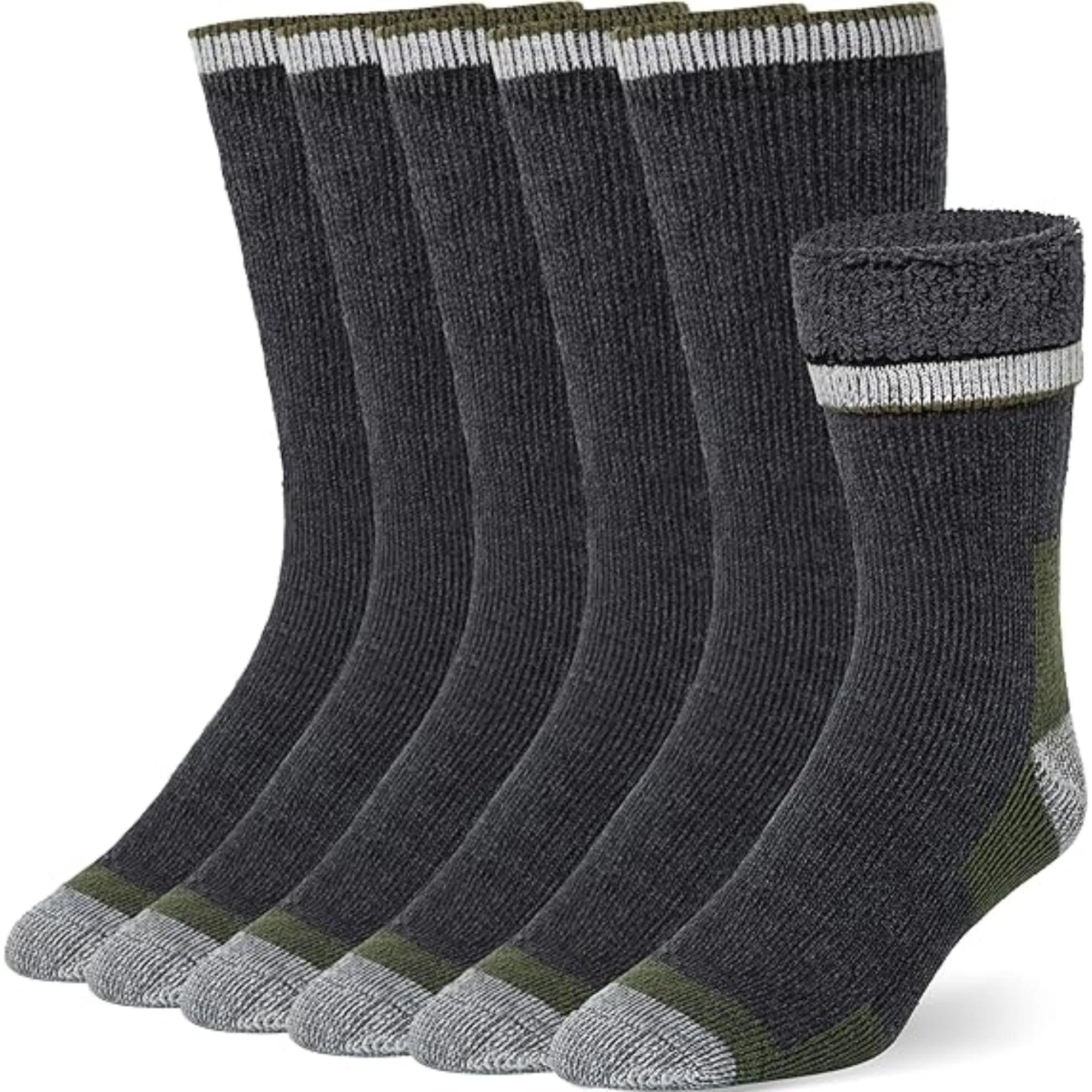 6 Pack Heavy Duty Thermal Socks – Non-Slip and Moisture-Wicking