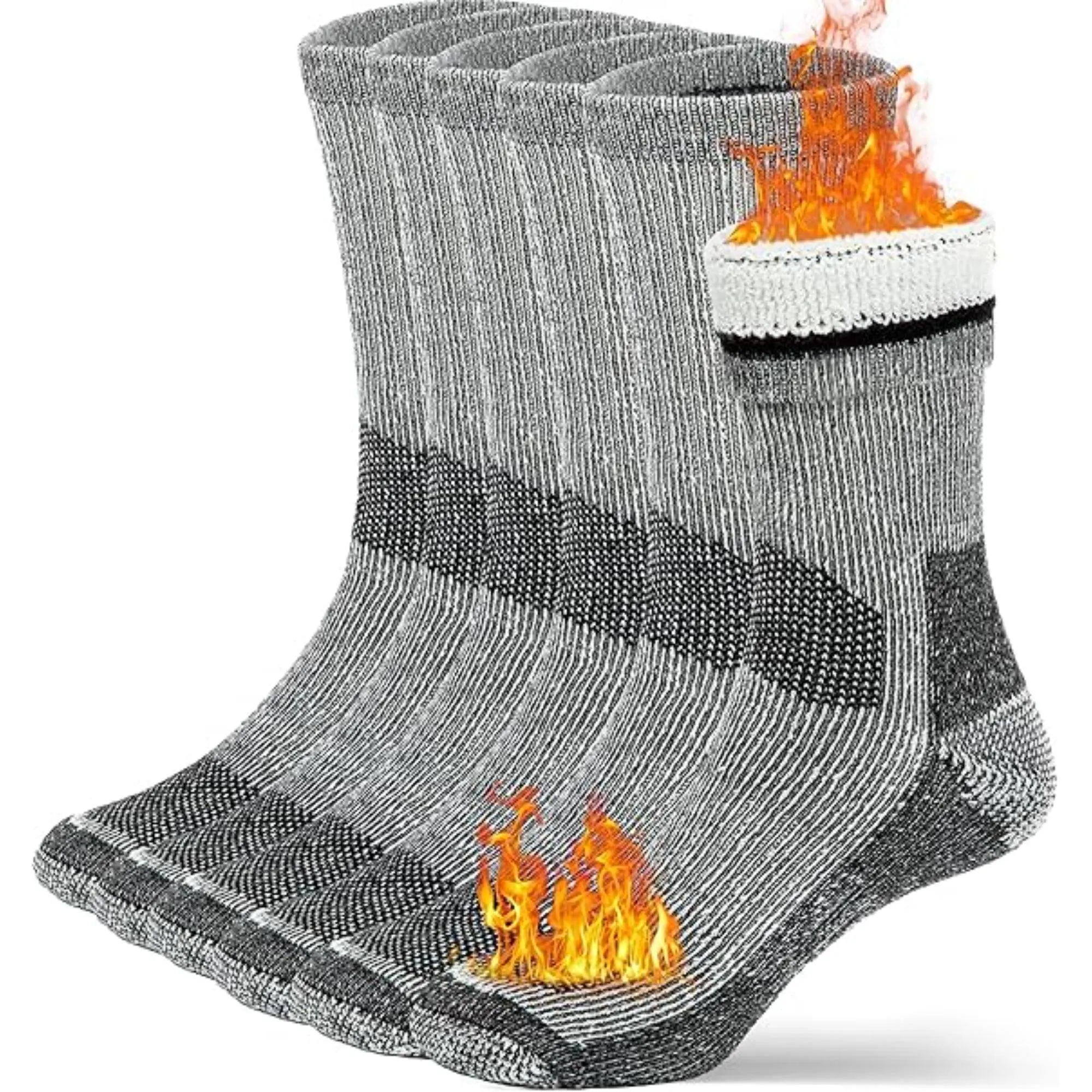 6 Pack Heavy Duty Thermal Socks – Non-Slip and Moisture-Wicking