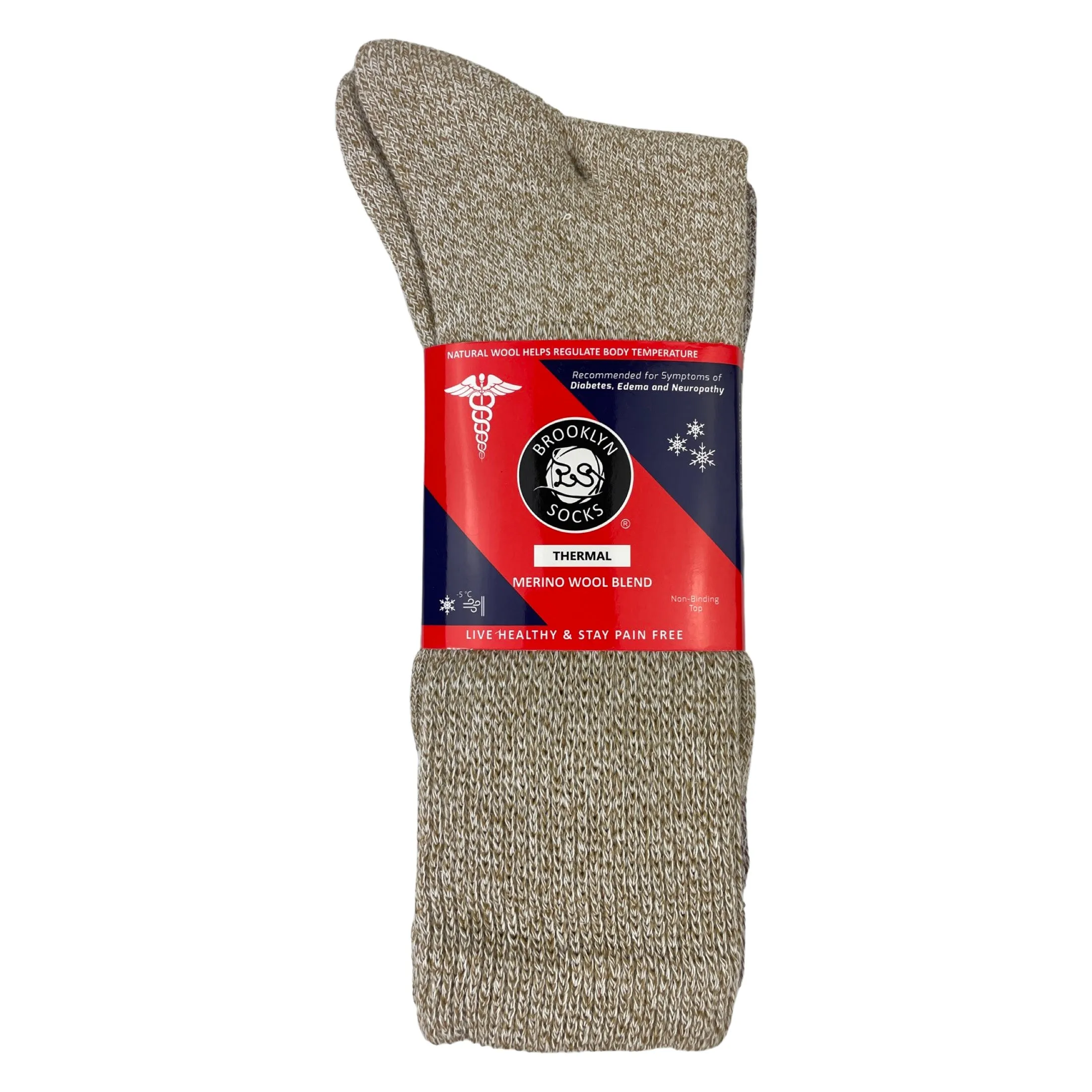 6 Pairs of Thermal Merino Wool Warm Diabetic Socks, Assorted Colors