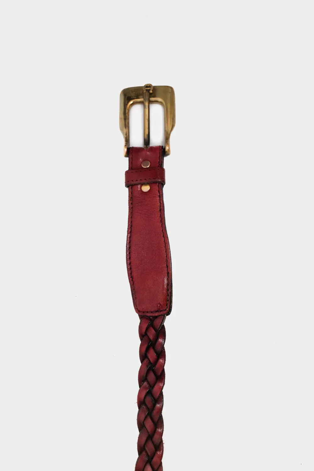 AIGNER S BURGUNDY GOLD LEATHER WAIST BELT