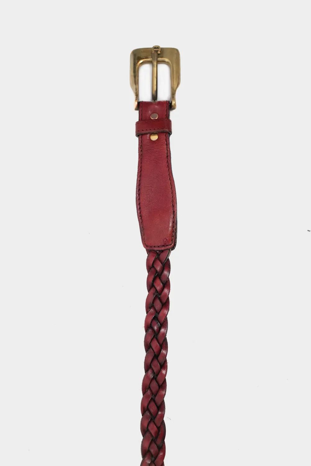 AIGNER S BURGUNDY GOLD LEATHER WAIST BELT