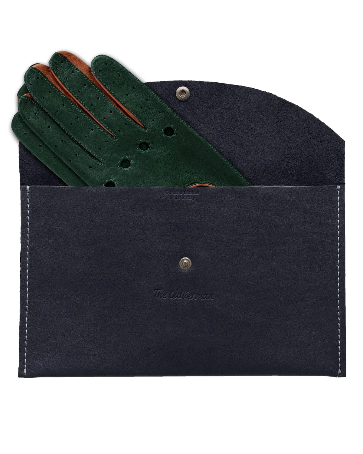 AUTHENTIC RACE MK2 -  Leather Driving Gloves - British Green/Cognac