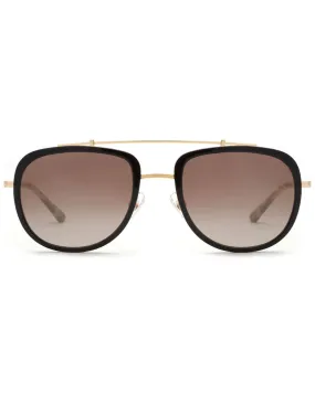 Breton II Sunglasses in Black and Interstellar 24K Mirrored