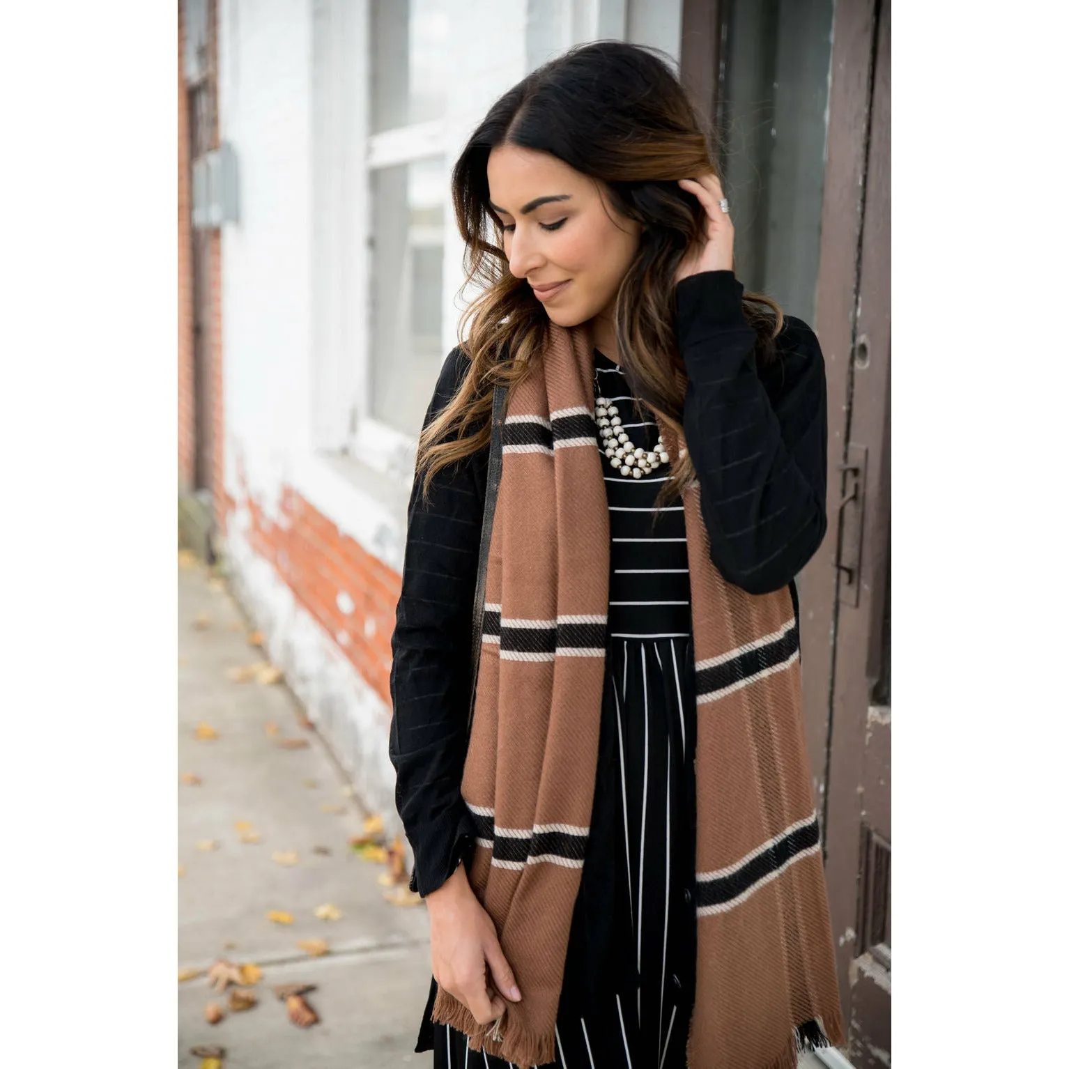 Camel Striped Scarf