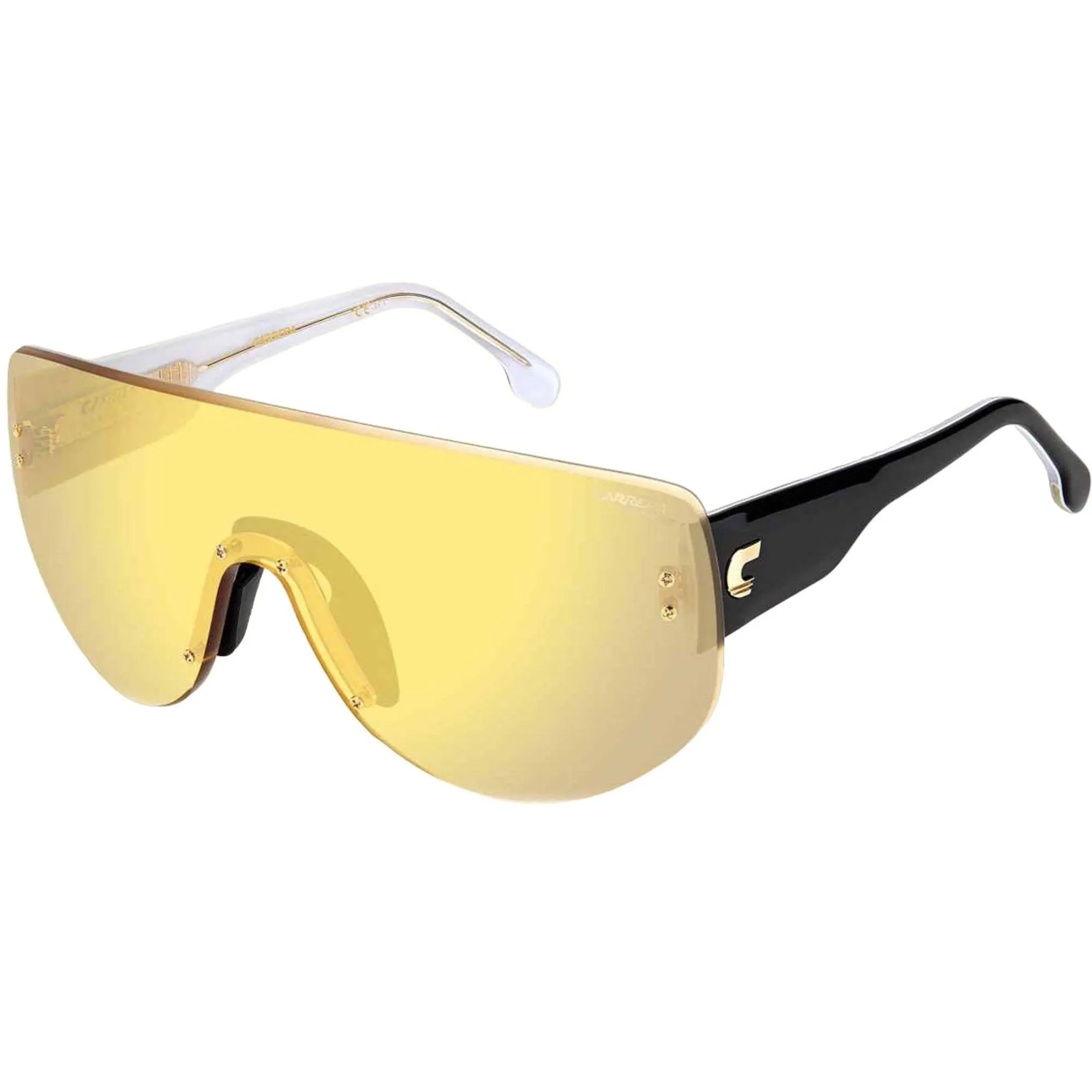 Carrera Unisex Sunglasses - Flaglab 12 Yellow Gold Mirrored Lens Shield Frame | 565040