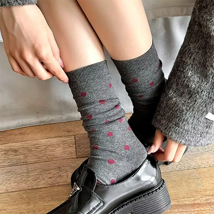 Cozy Red and Grey Patterned Socks