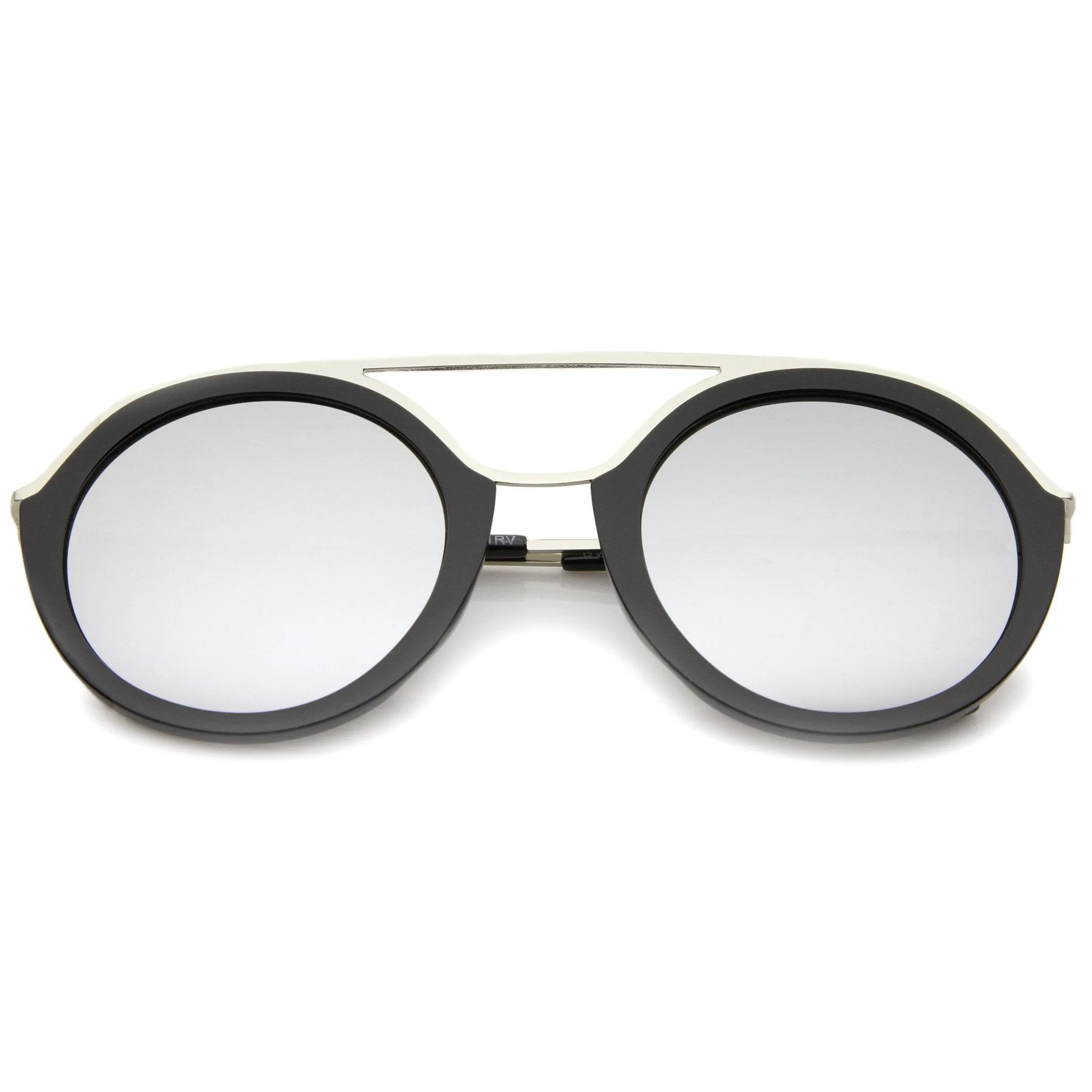 Dapper Round Double Frame Mirrored Lens Sunglasses A509