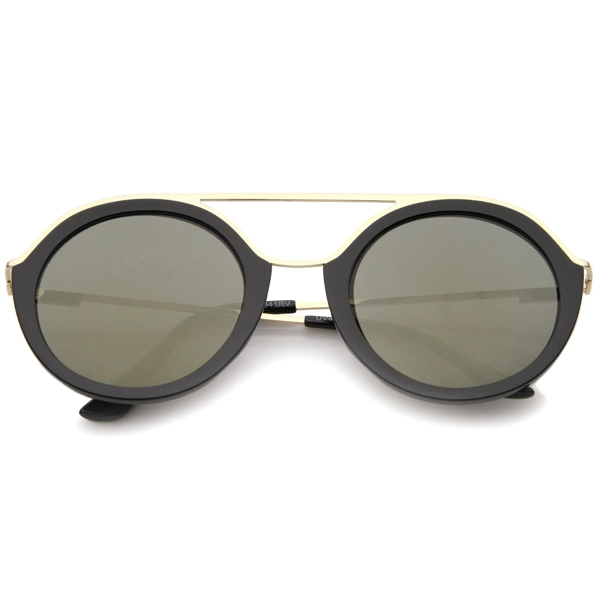 Dapper Round Double Frame Mirrored Lens Sunglasses A509