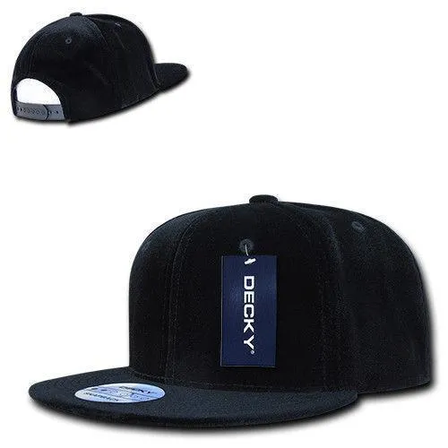 Decky Velvet Snapbacks Flat Bill 6 Panel Baseball Hats Caps Unisex