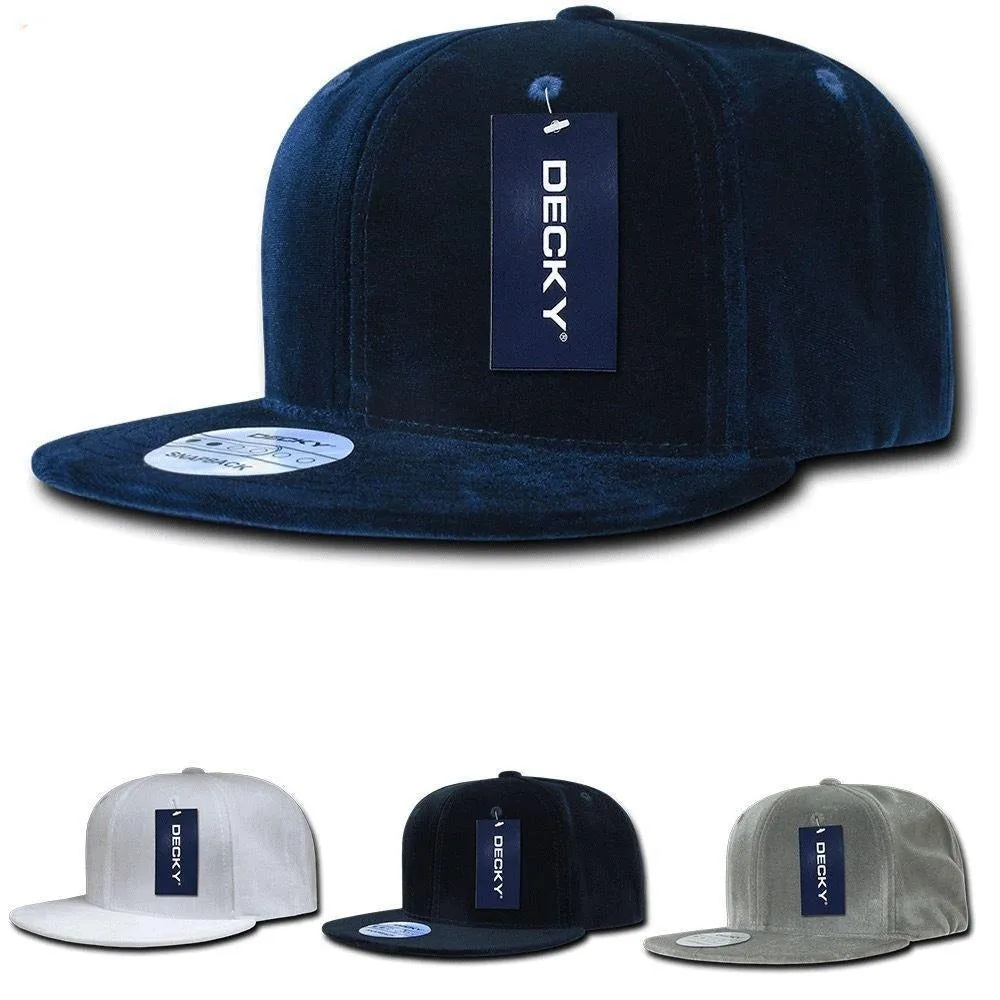 Decky Velvet Snapbacks Flat Bill 6 Panel Baseball Hats Caps Unisex