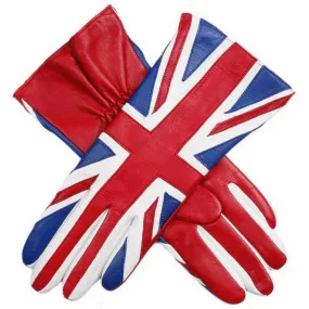 Dents Britannia Silk Lined Leather Gloves - Red/Blue/White