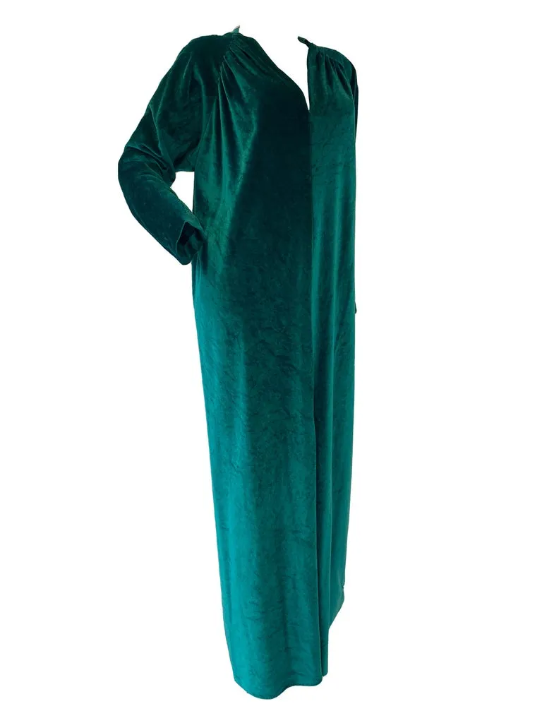 Early 1980’s Halston IV Green Velvet Jersey Caftan