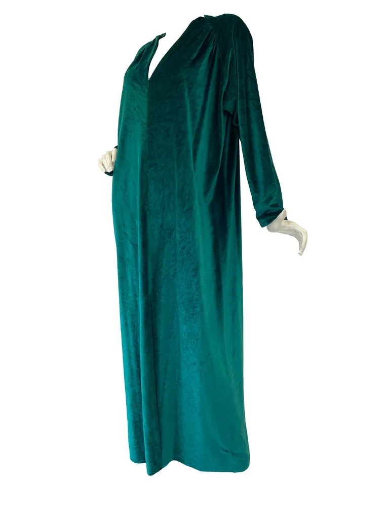 Early 1980’s Halston IV Green Velvet Jersey Caftan