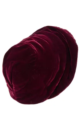 Edwardian Deep Maroon Red Velvet Bonnet Style Slouchy Vintage Hat