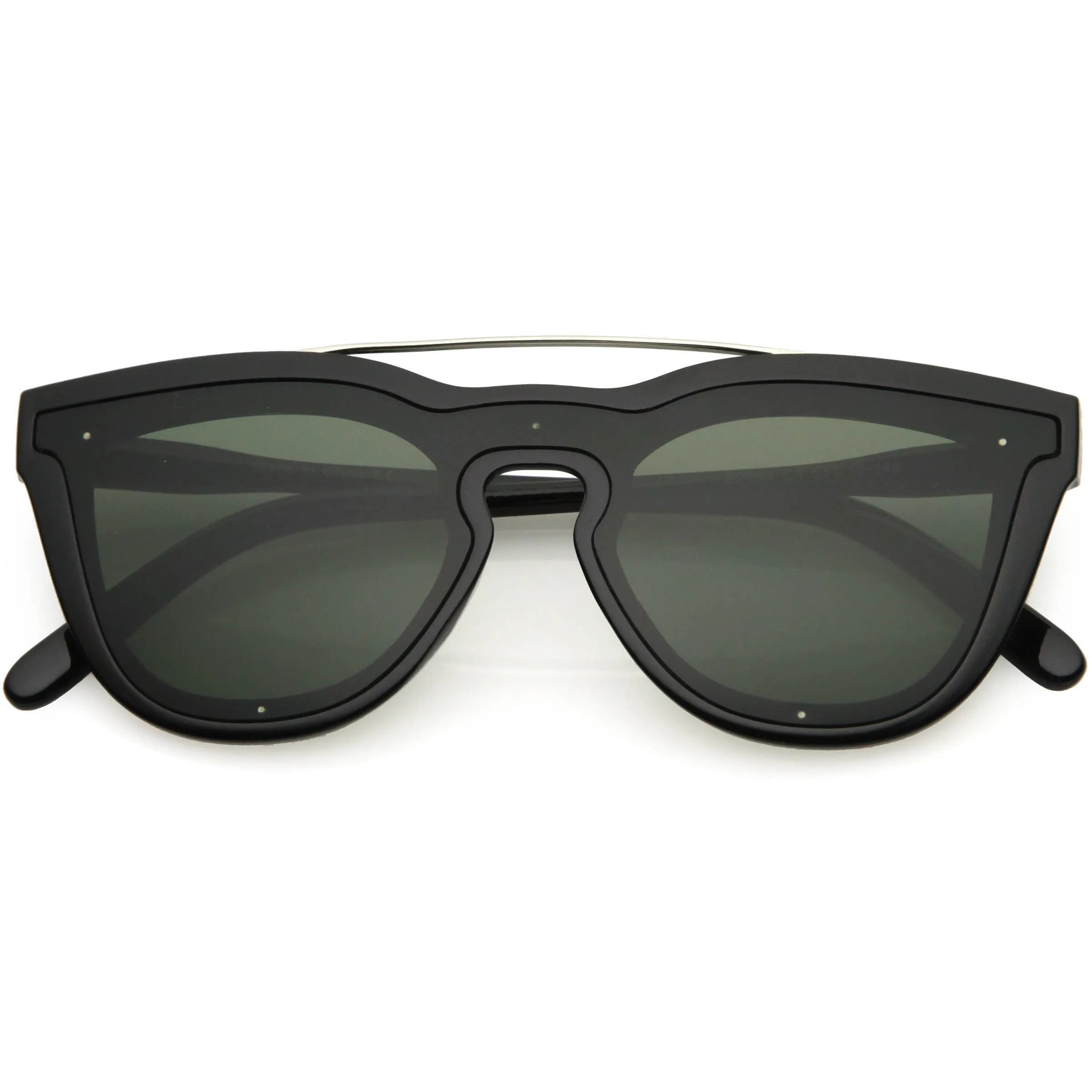 Futuristic Horned Rim Mono Flat Lens Shield Sunglasses C969