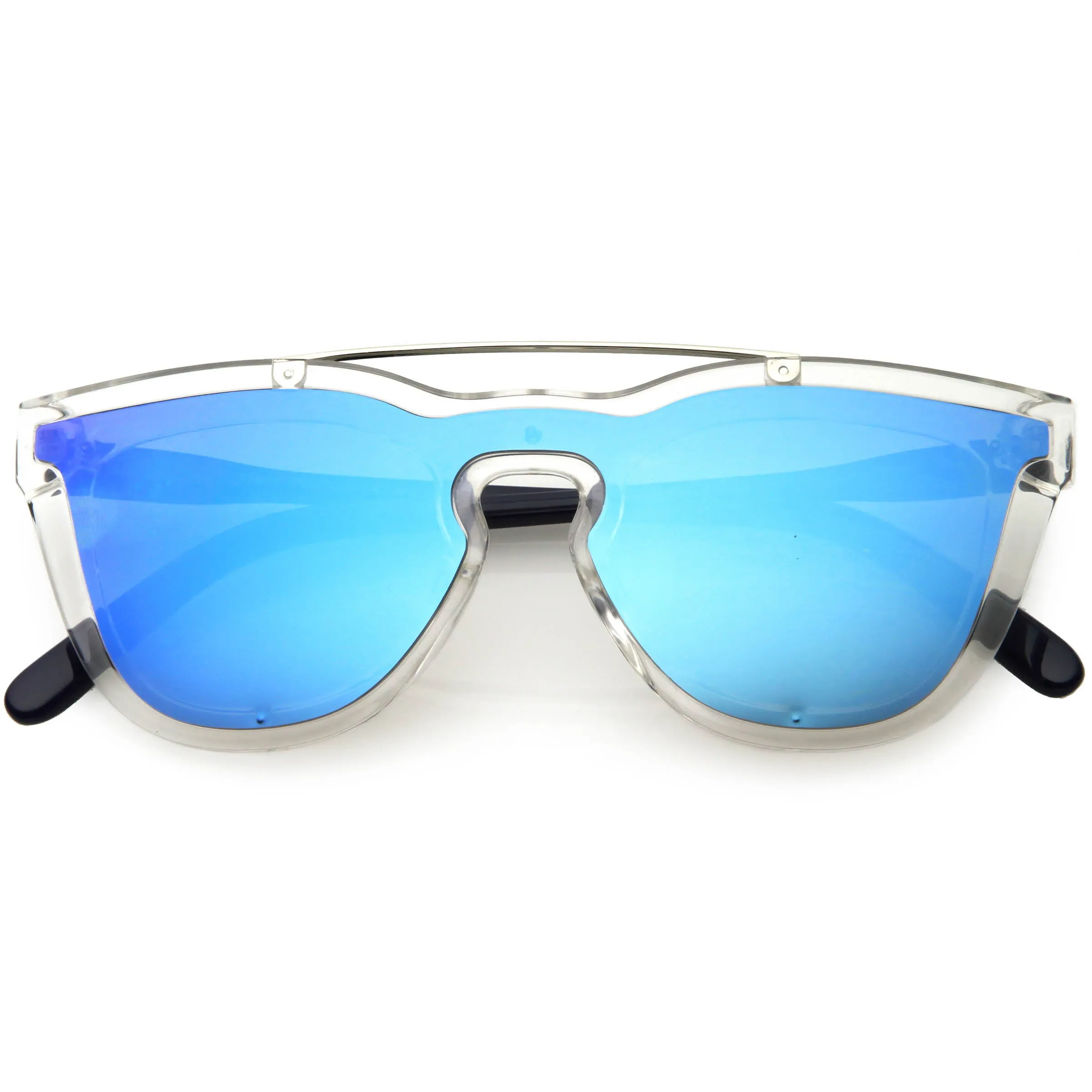 Futuristic Horned Rim Mono Flat Lens Shield Sunglasses C969