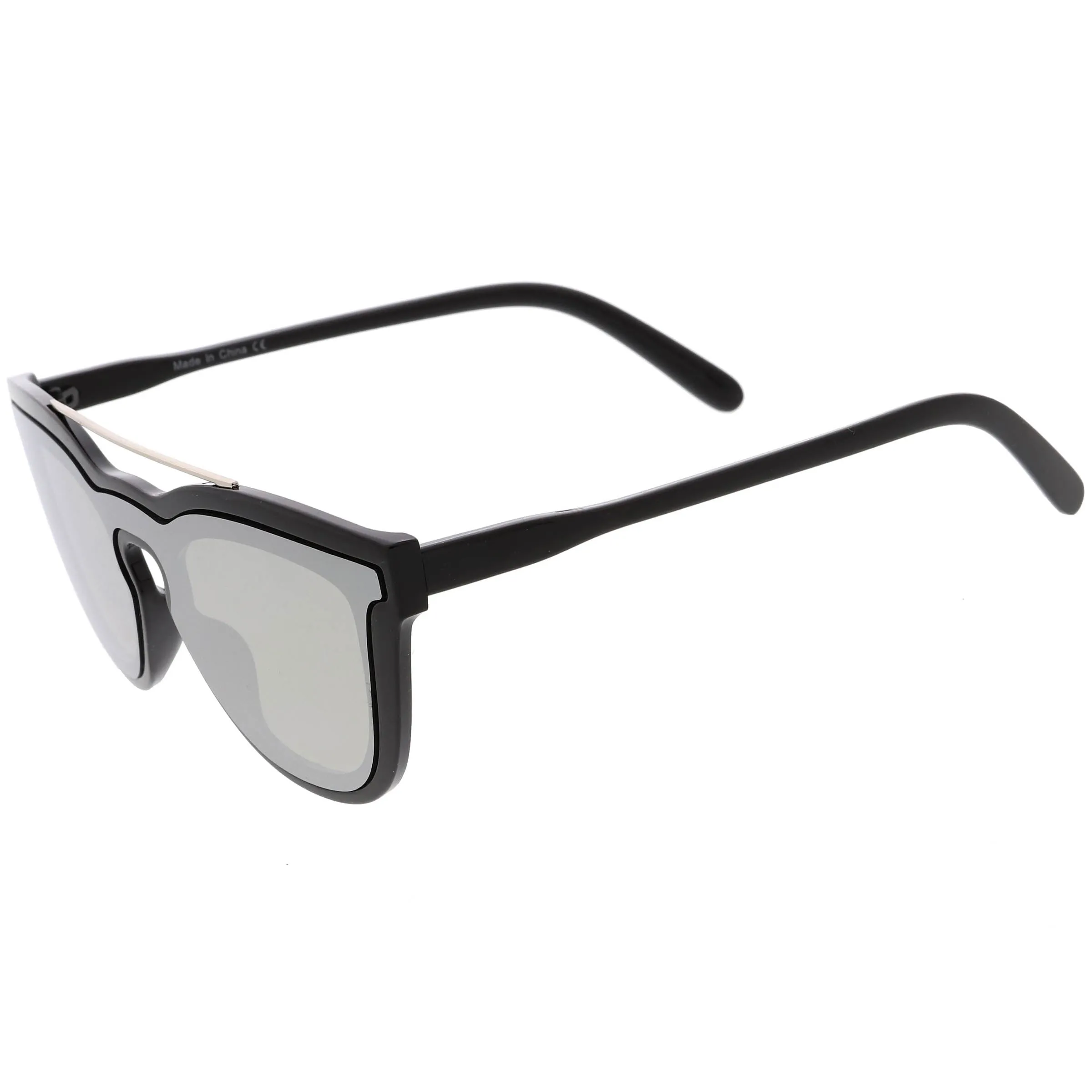 Futuristic Horned Rim Mono Flat Lens Shield Sunglasses C969