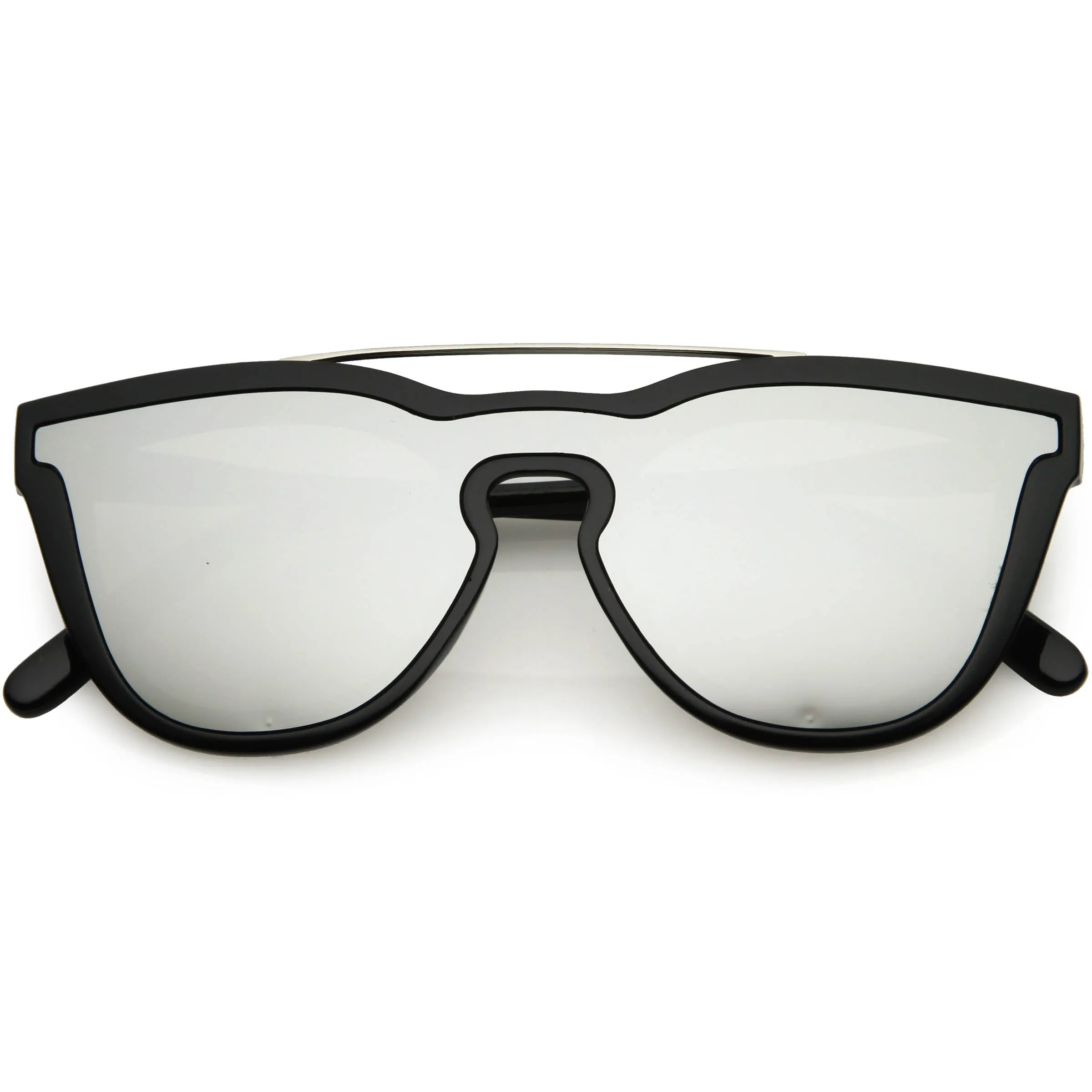 Futuristic Horned Rim Mono Flat Lens Shield Sunglasses C969