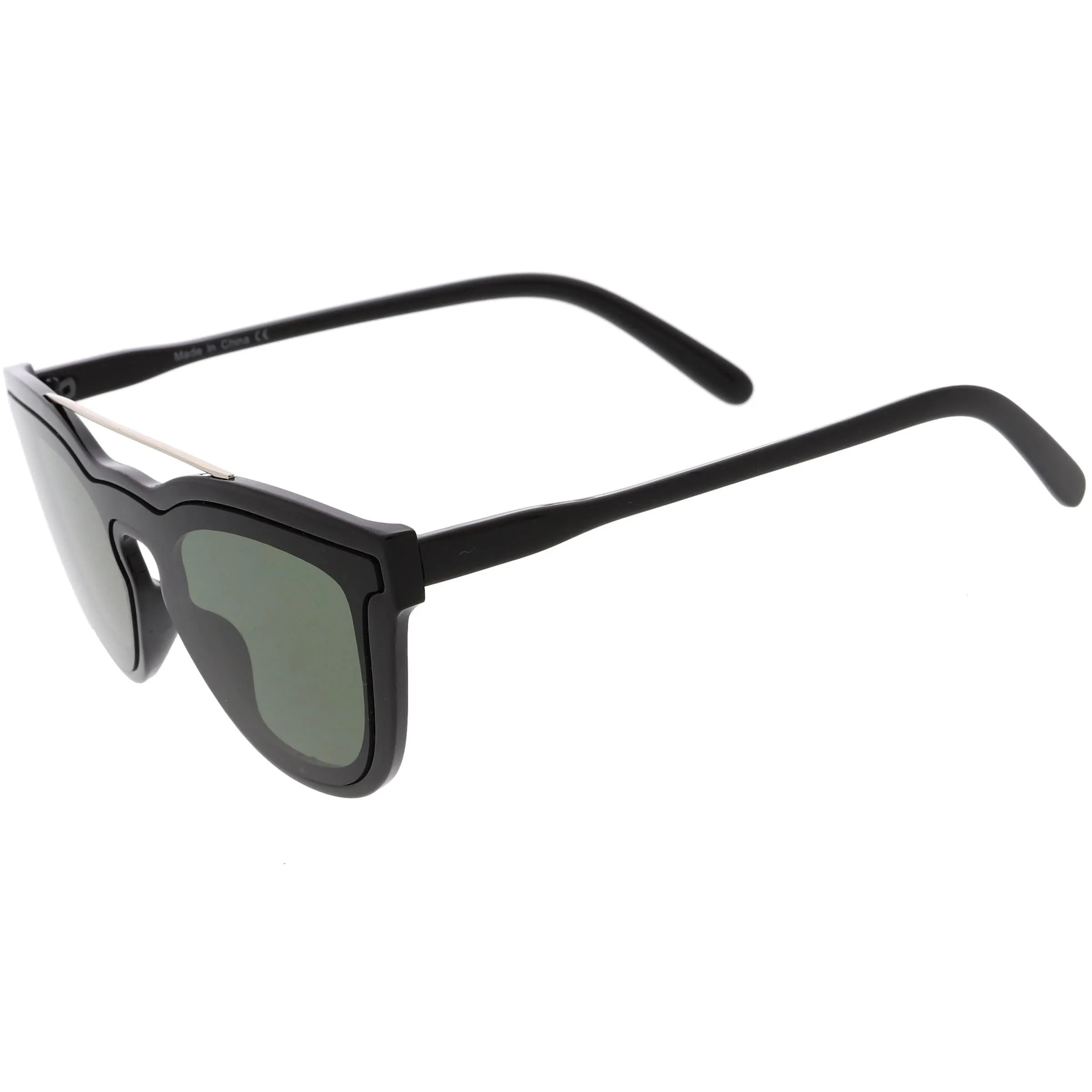 Futuristic Horned Rim Mono Flat Lens Shield Sunglasses C969