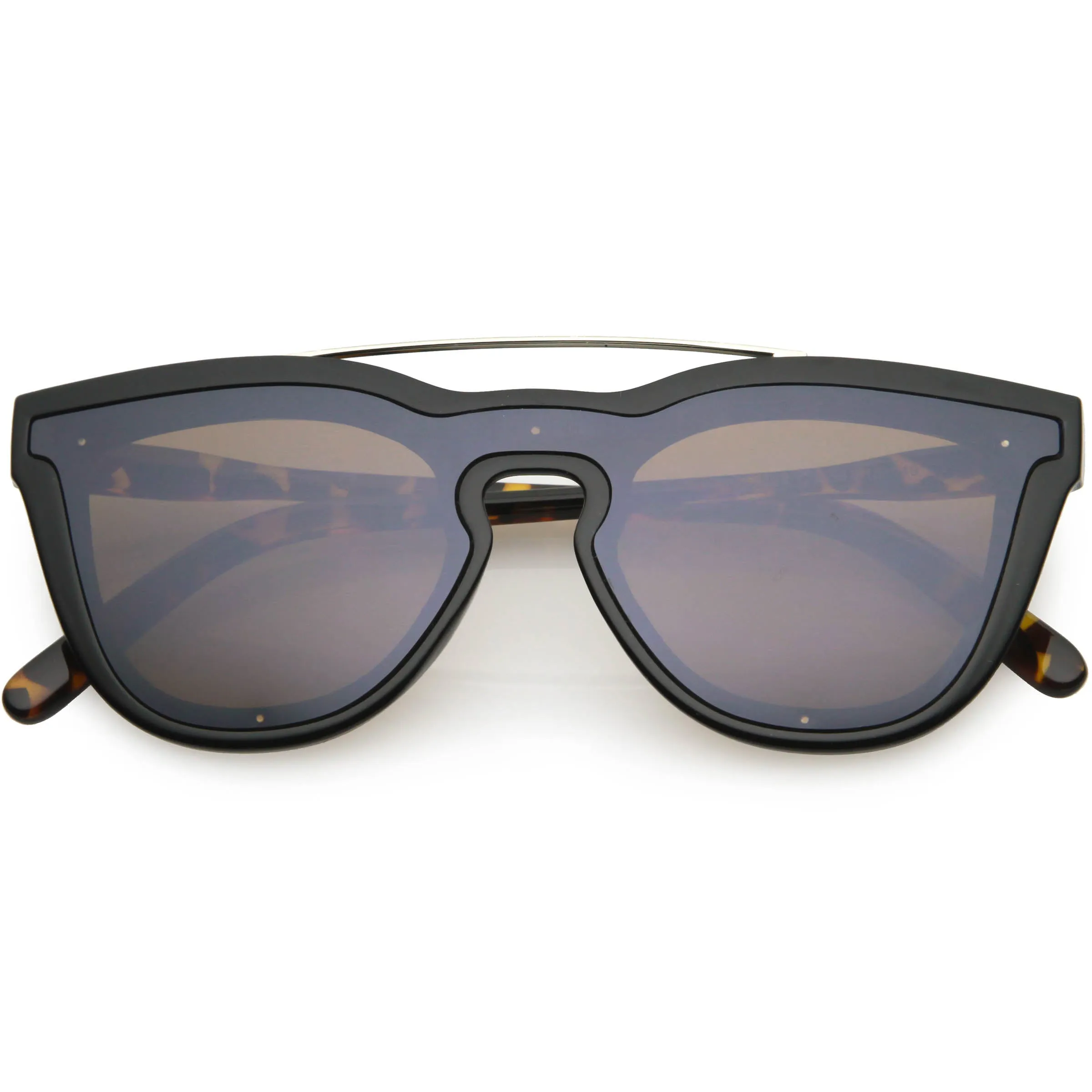 Futuristic Horned Rim Mono Flat Lens Shield Sunglasses C969