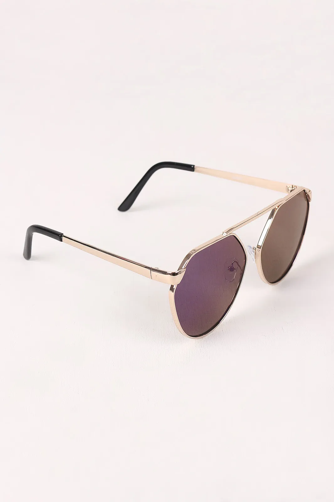 Geometric-Shape Mirrored Lens Sunglasses