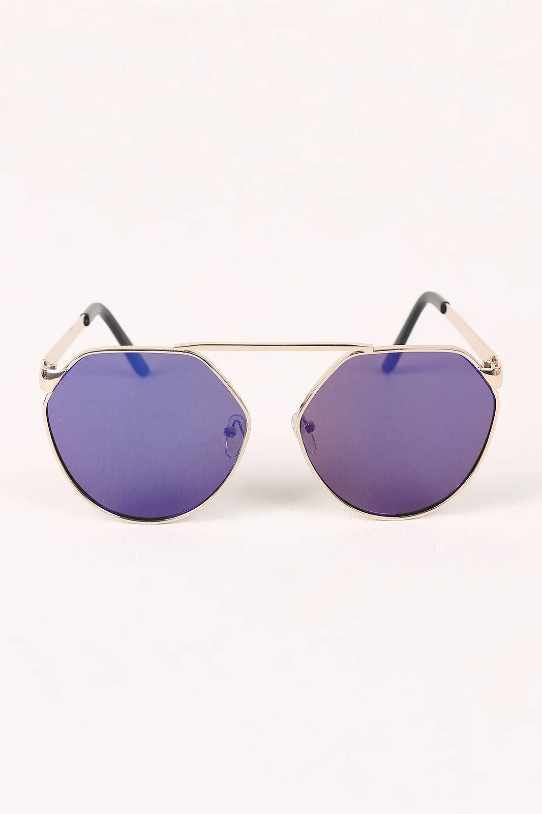 Geometric-Shape Mirrored Lens Sunglasses