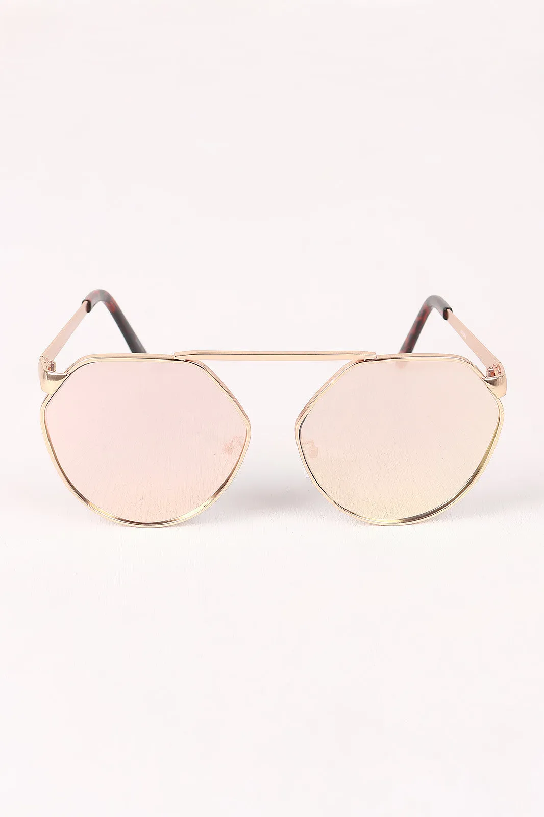 Geometric-Shape Mirrored Lens Sunglasses