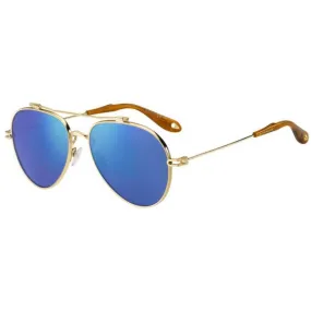 Givenchy Unisex Sunglasses - Gold Frame Blue Mirror Lens | GIVENCHY GV7057/S LKS/T5