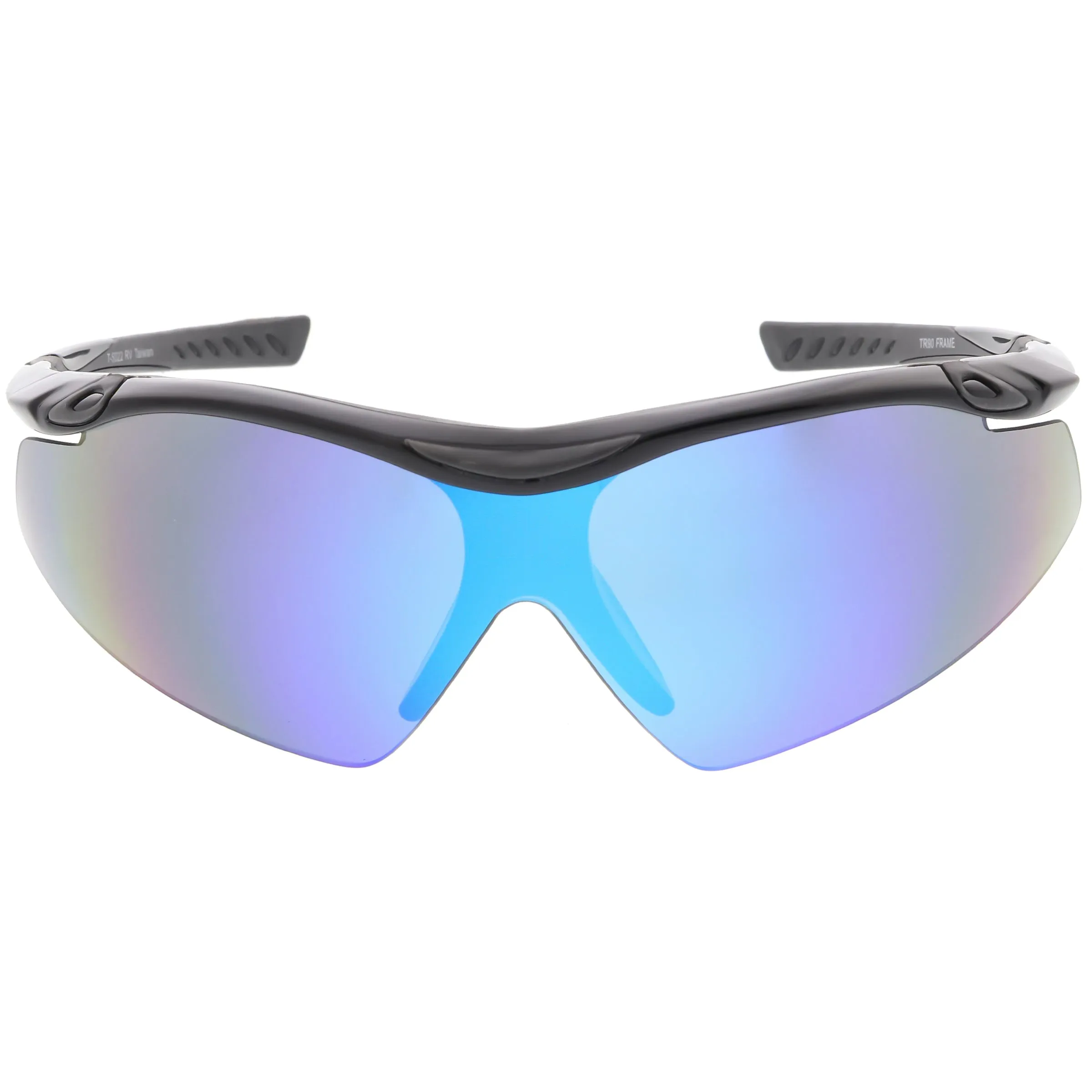 Half Frame Performance Sports Wrap Mirrored Lens Sunglasses C795