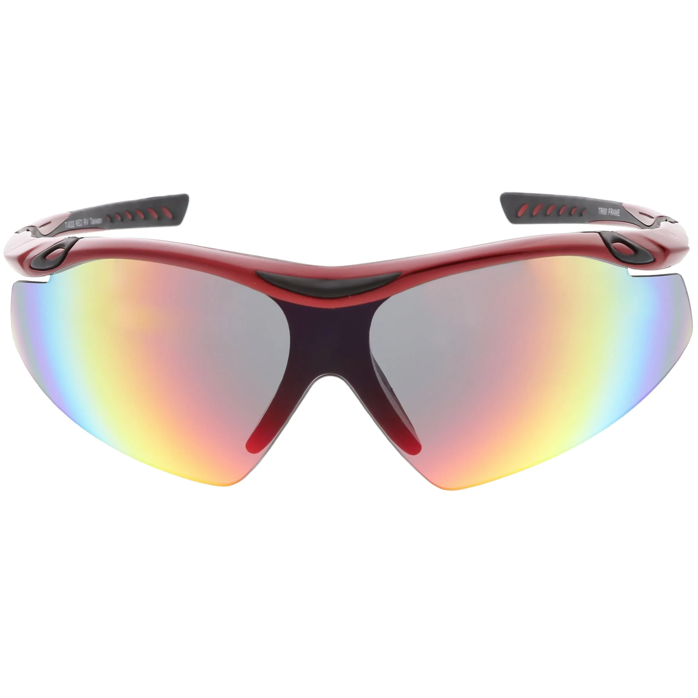 Half Frame Performance Sports Wrap Mirrored Lens Sunglasses C795