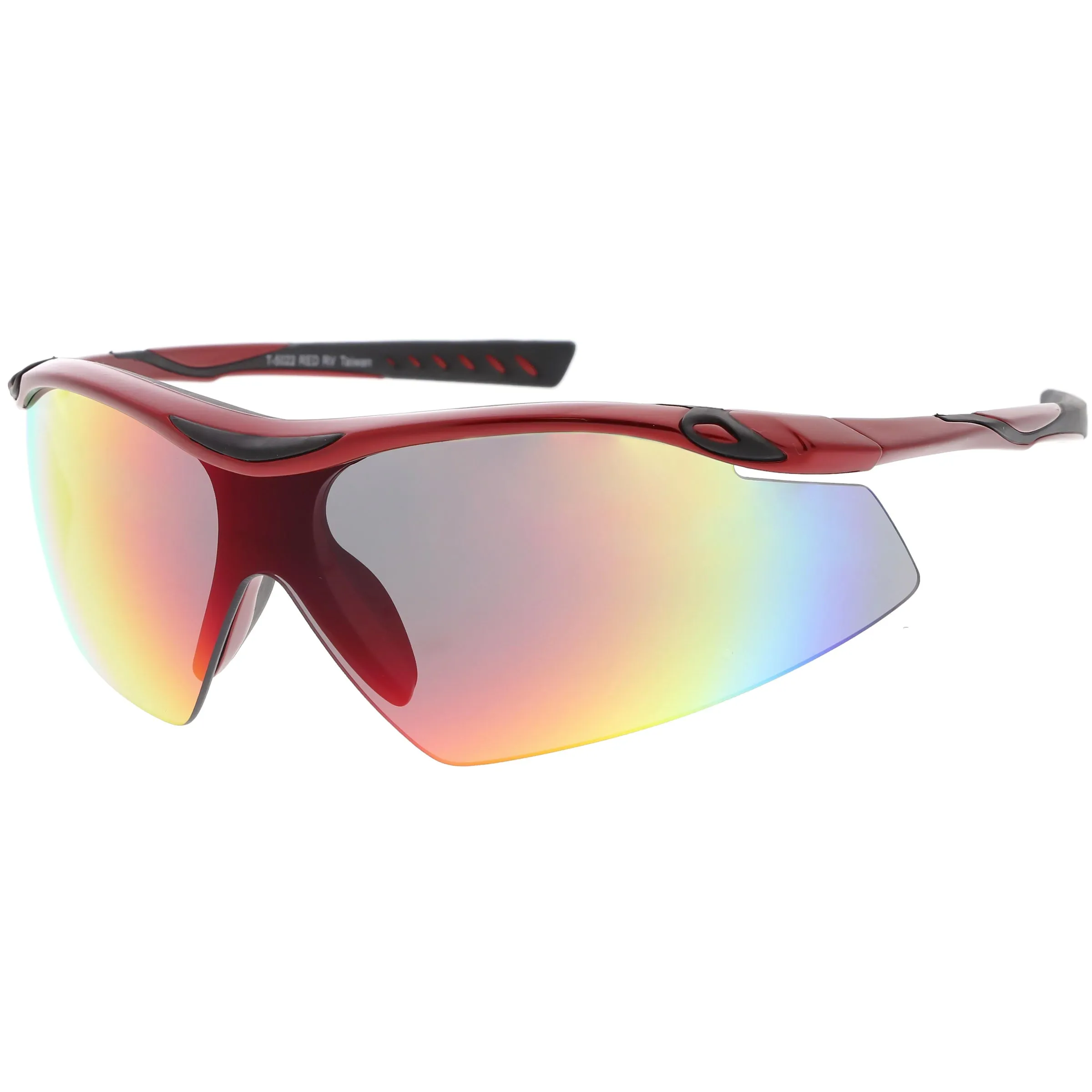 Half Frame Performance Sports Wrap Mirrored Lens Sunglasses C795