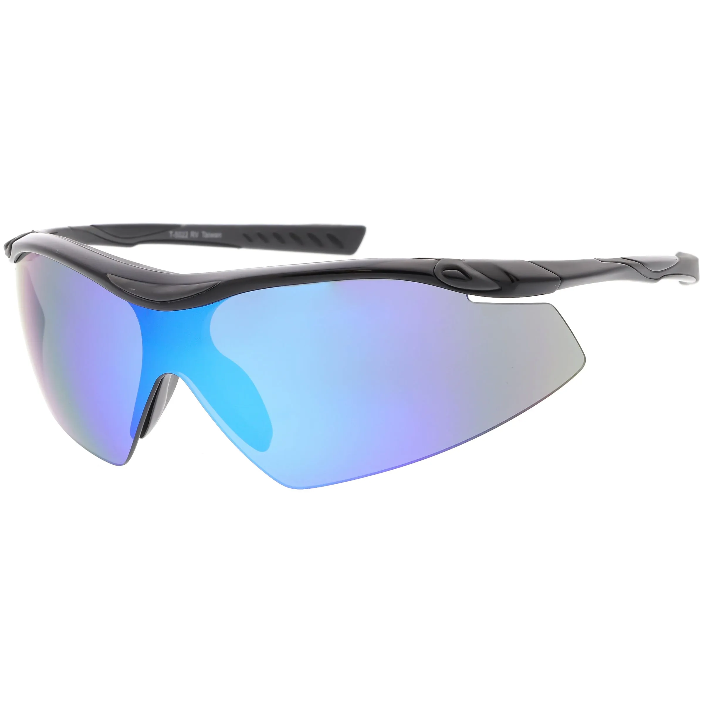 Half Frame Performance Sports Wrap Mirrored Lens Sunglasses C795