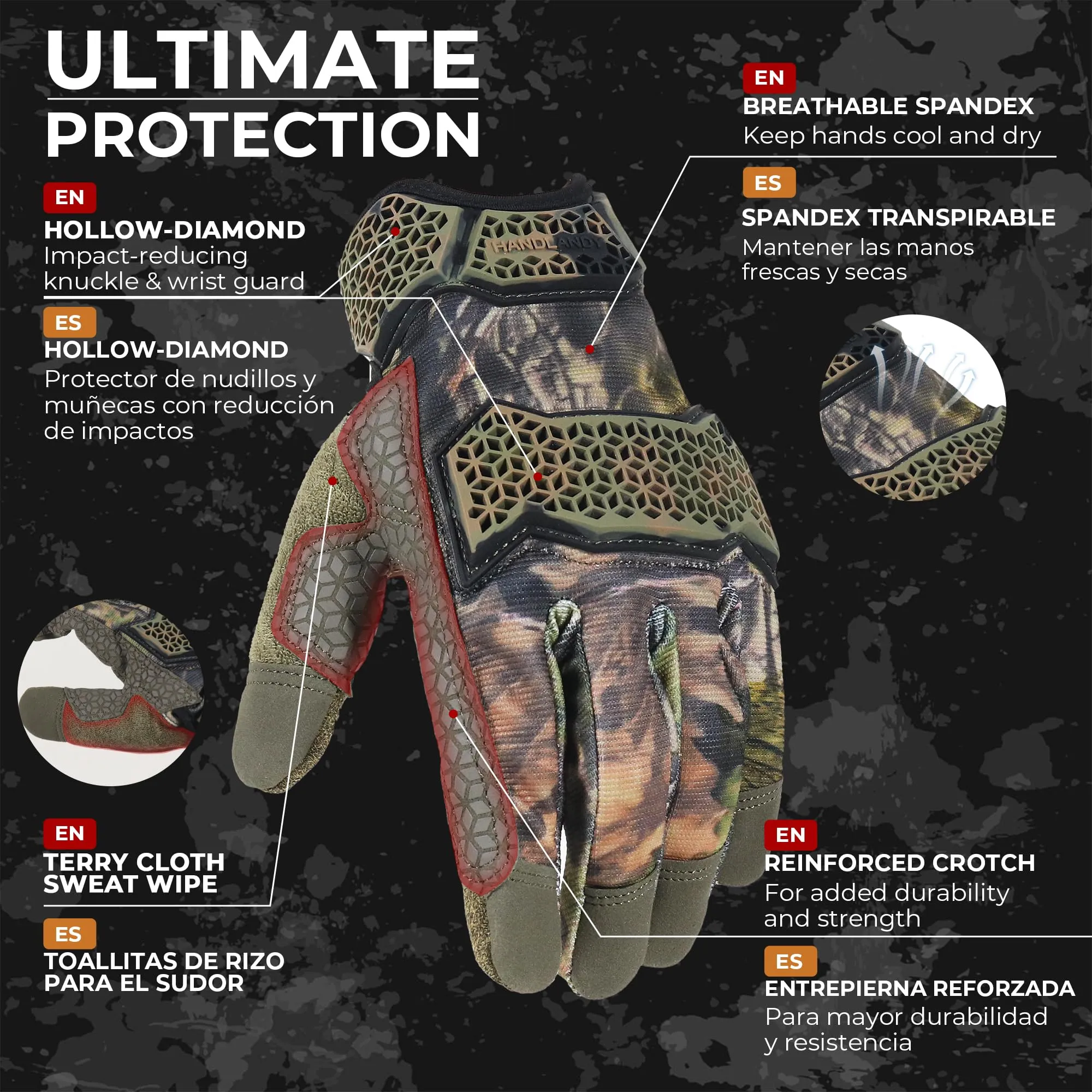 HANDLANDY Military Men's Work Gloves, Tactical Airsoft Gloves 6309