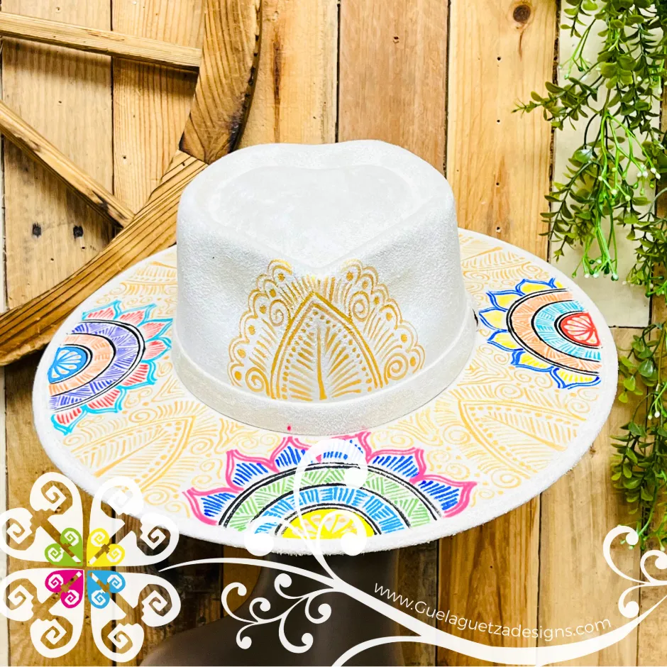 Khaki Heart Mitla Velvet Hat - Hand Painted Hat