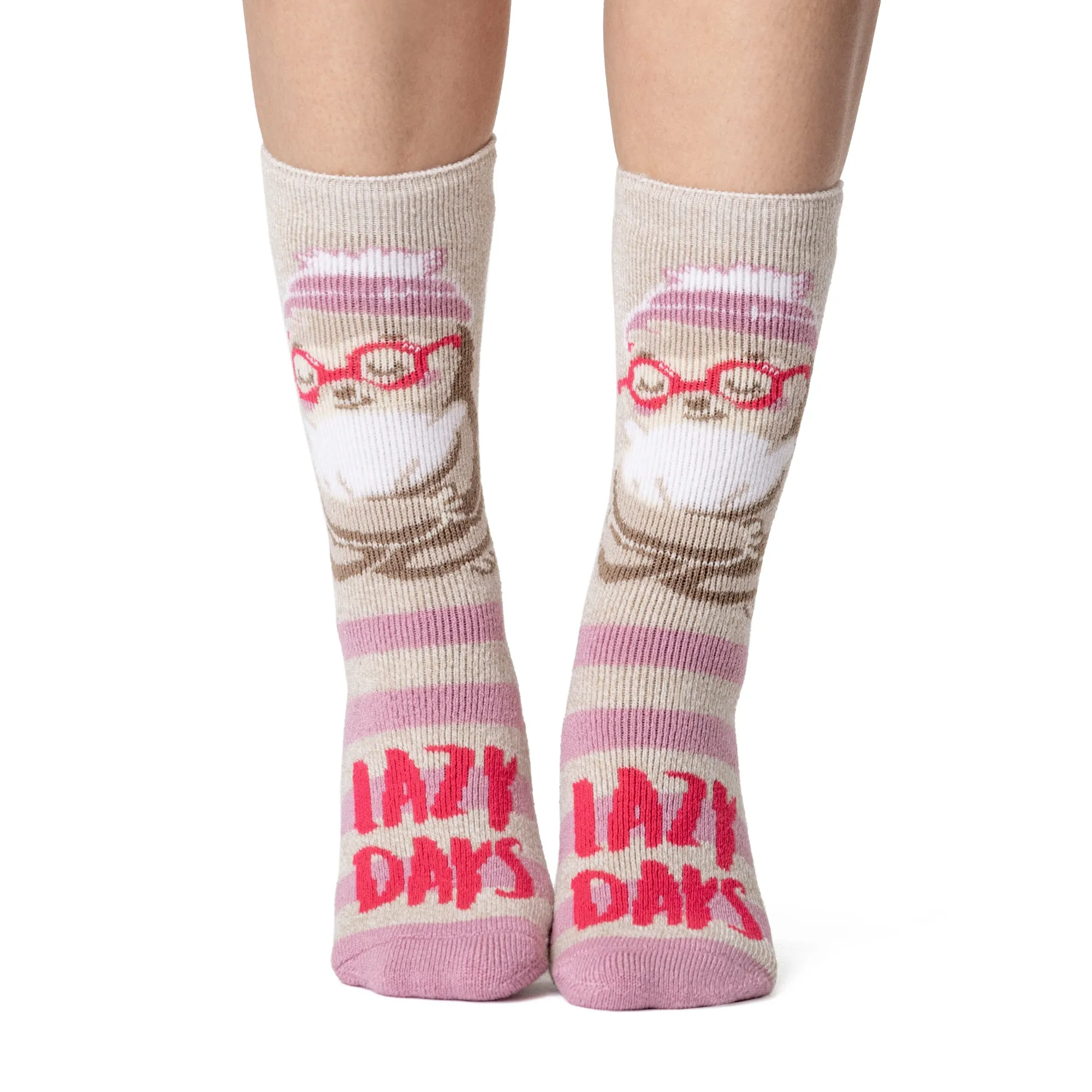 Ladies Lite Fun Feet Novelty Thermal Socks - Lazy Days