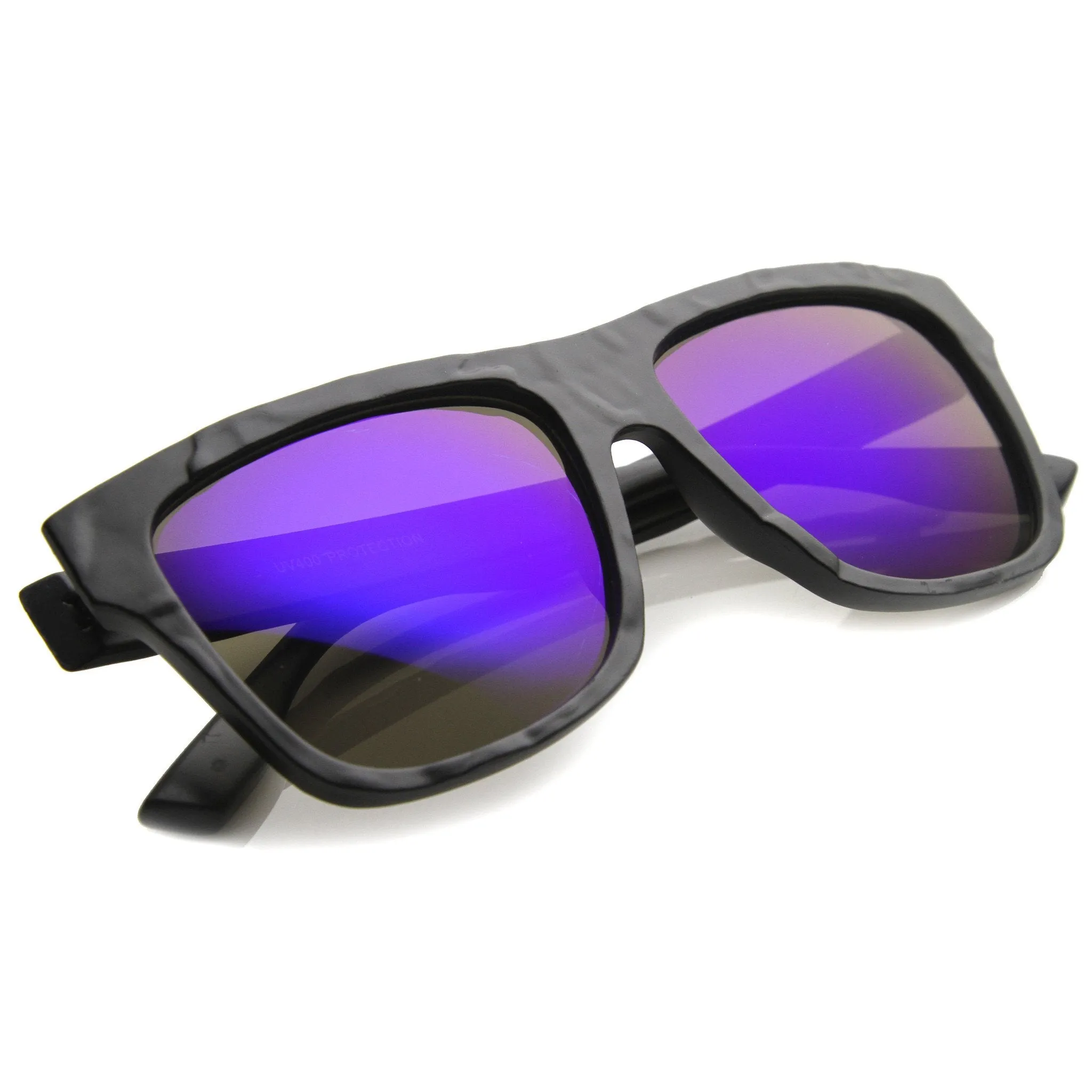 Large Bold Frame Rectangle Mirror Lens Sunglasses 9864