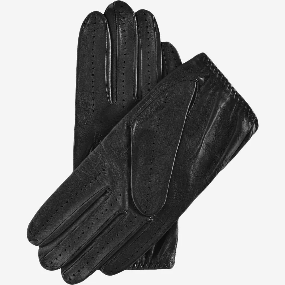 Mario (black) - Italian lambskin leather driving gloves & touchscreen feature