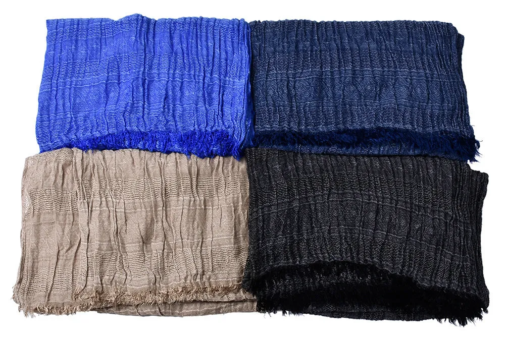 Men's Autumn/Winter Cotton Wrap Jacquard Weave Long Scarfs with Tassels