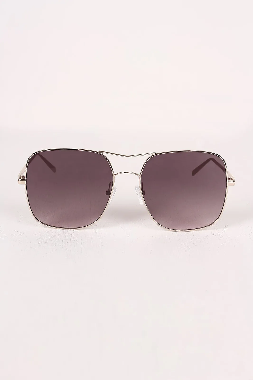 Metal Double Bridge Mirrored Sunglasses