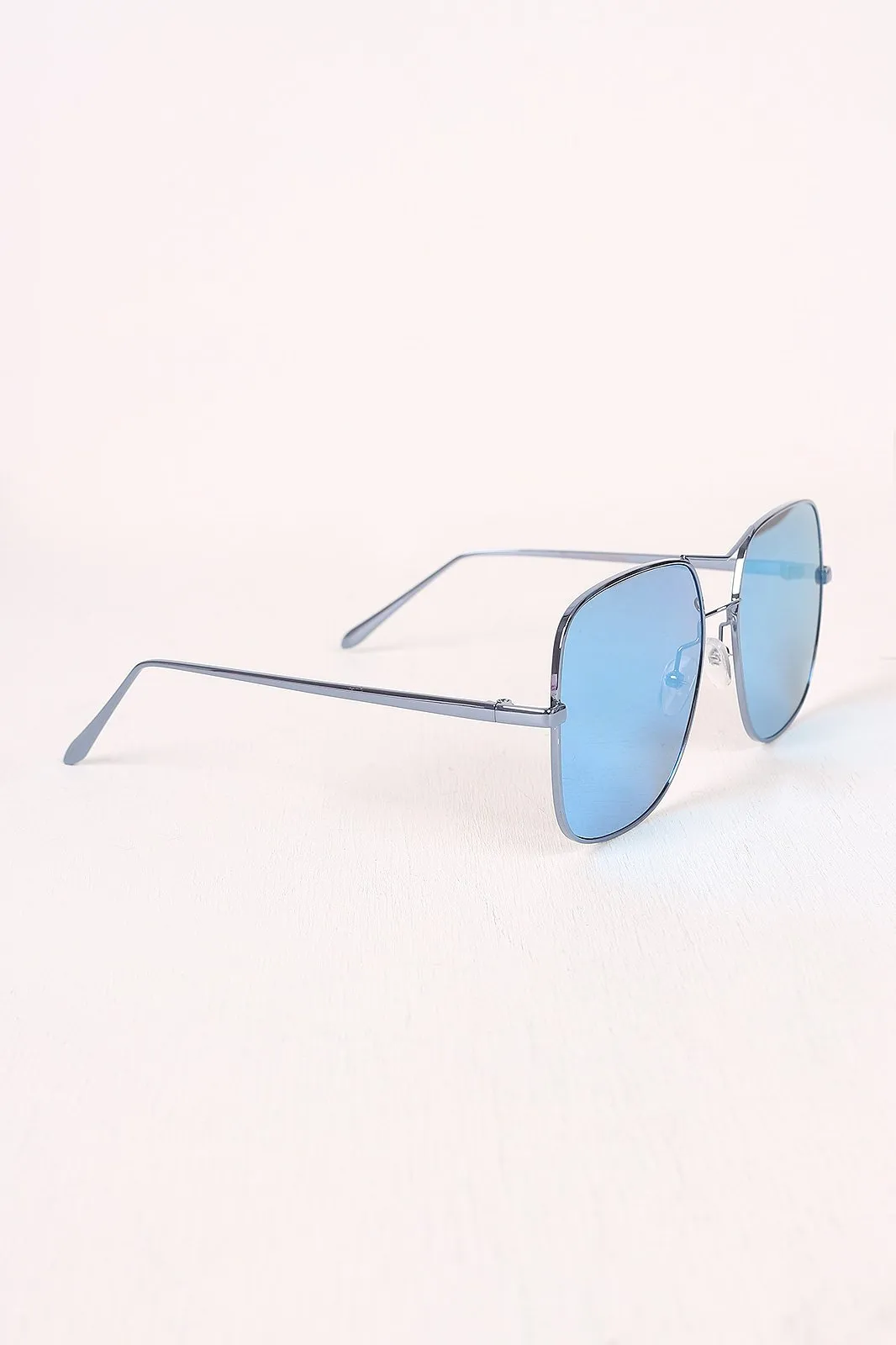 Metal Double Bridge Mirrored Sunglasses