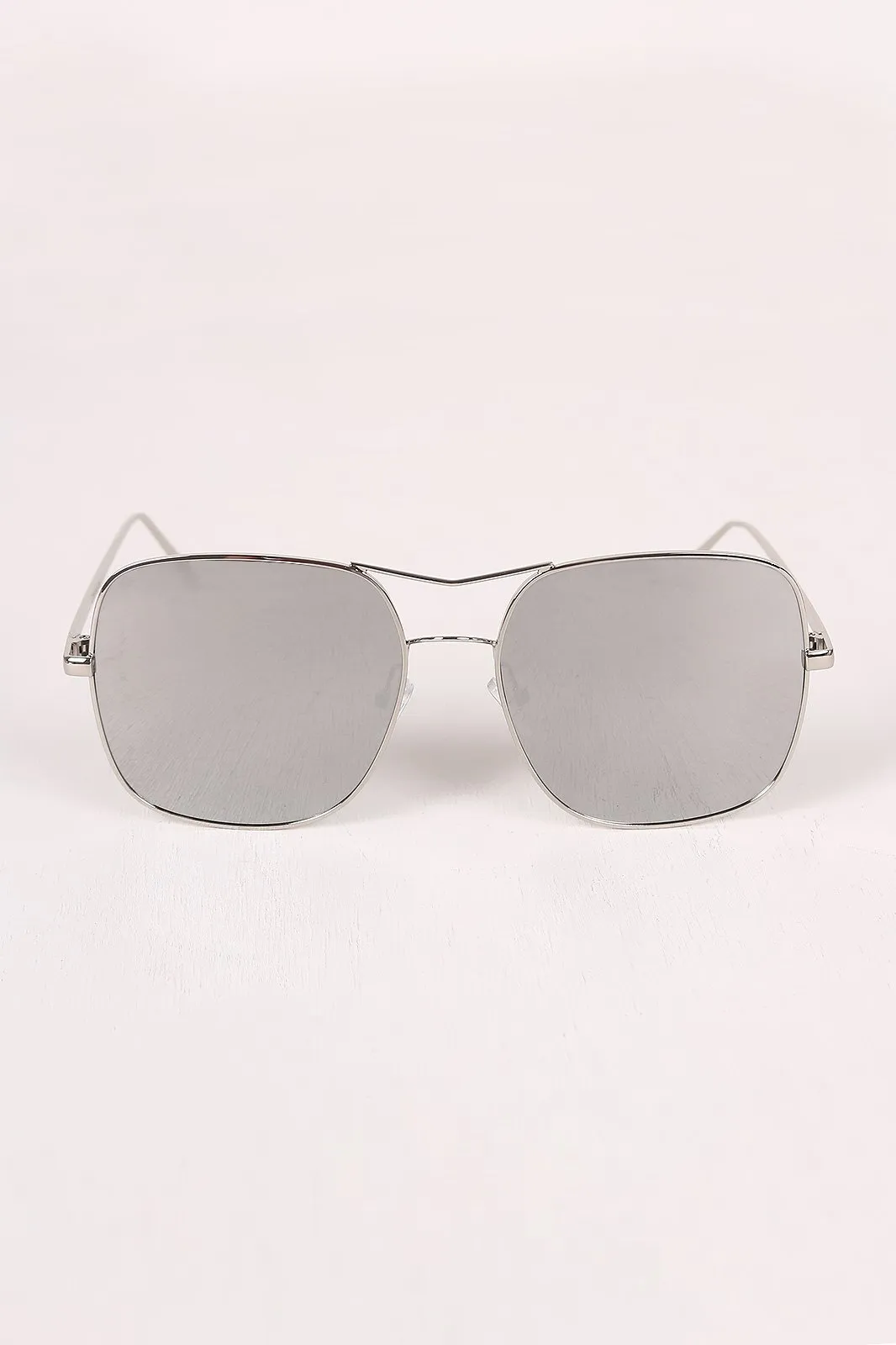 Metal Double Bridge Mirrored Sunglasses