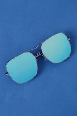 Metal Double Bridge Mirrored Sunglasses