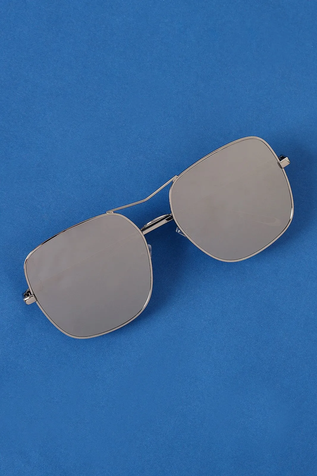 Metal Double Bridge Mirrored Sunglasses